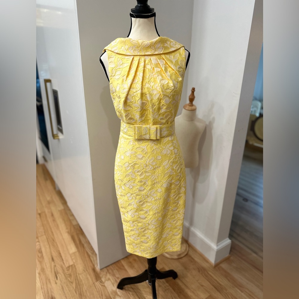 Jackie O style Yellow Midi Dress